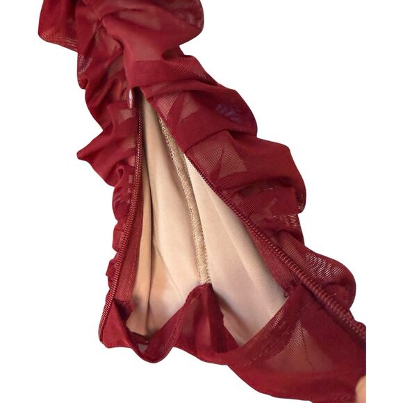 HOUSE OF CB Wine Stretch Tulle Dress Size XS - Picture 3 of 12